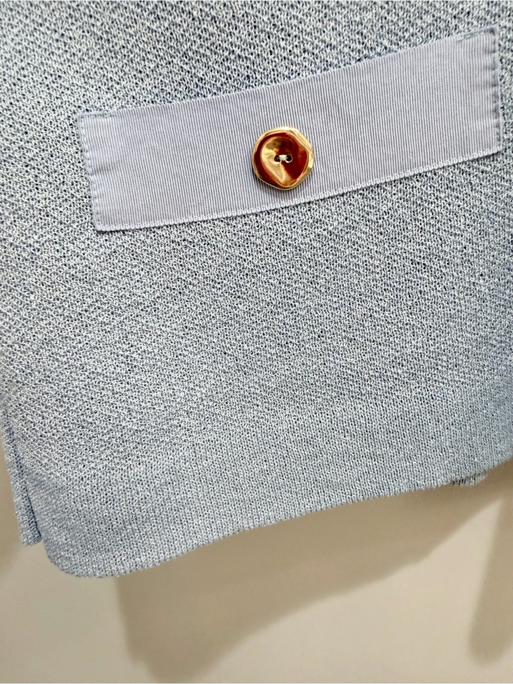 Vintage 70s Castleberry Knit Henly Tunic Top Light Blue Gold Buttons Size M / L - Picture 6 of 14